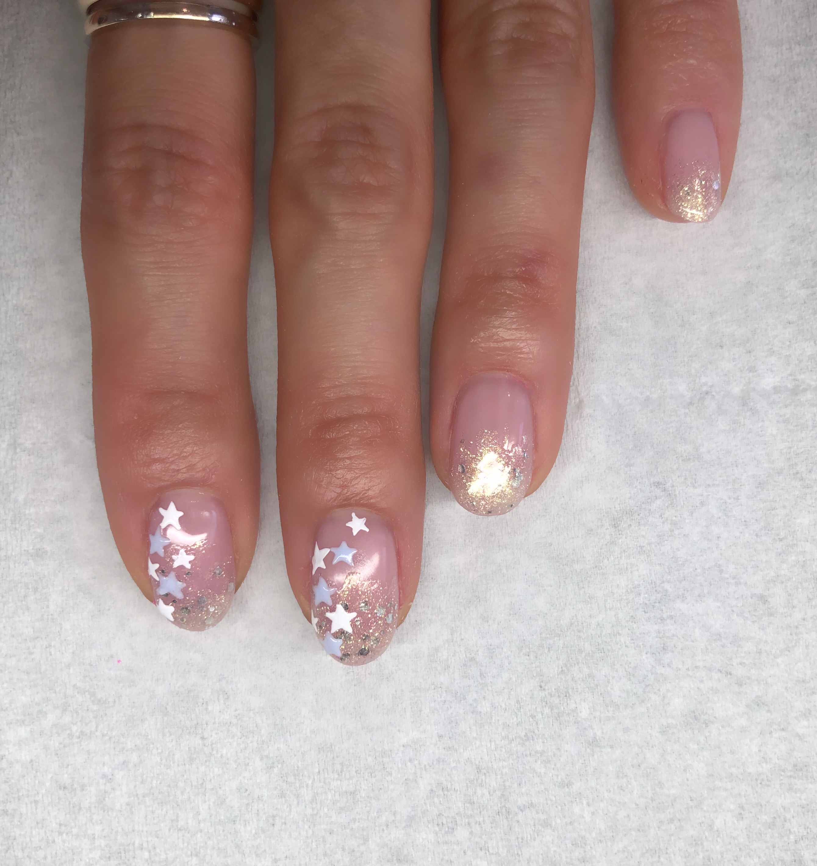 Salon System Gellux Glitter Fade Stars nail art by Julie Anne