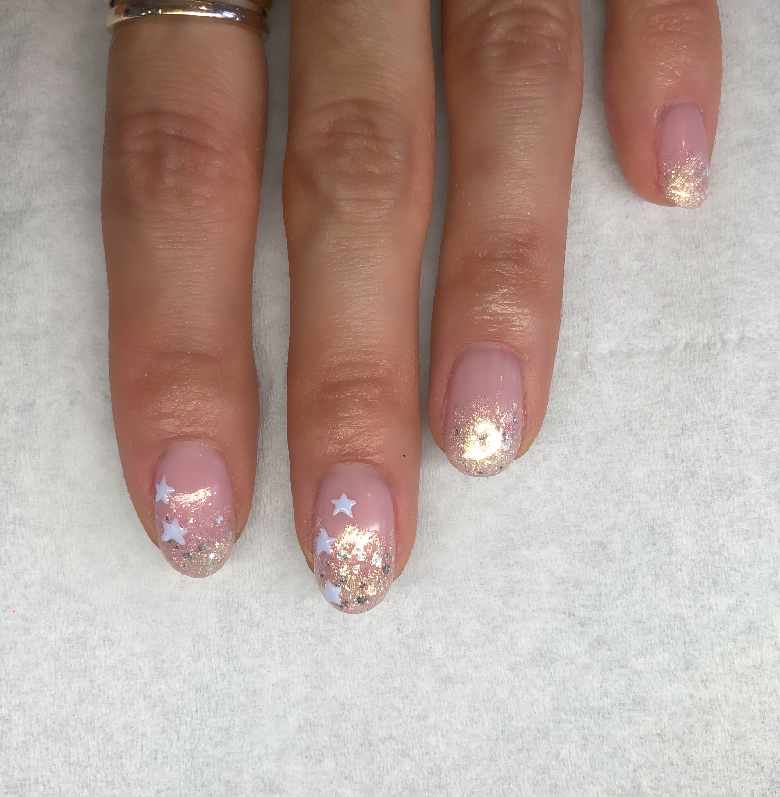 Salon System Gellux Glitter Fade Stars nail art by Julie Anne